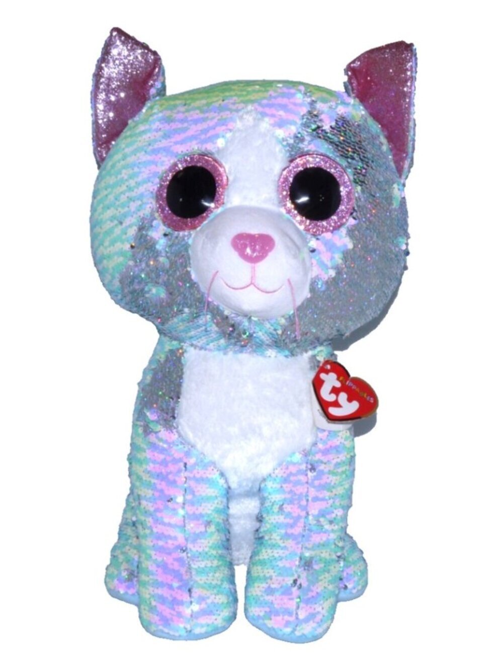 Ty Flippables Whimsy 17" stuffed plush cat Sensory Toy 2019, Paper Tag Damaged